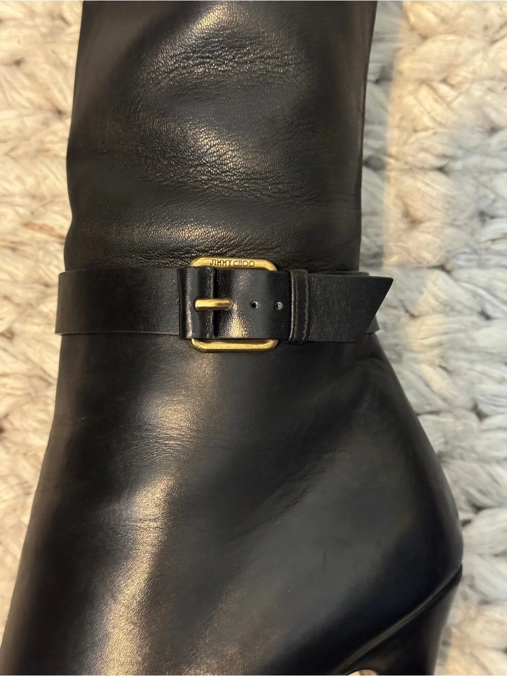 Jimmy Choo Black Leather Over-the-Knee Tamba Stiletto Boots - Size 38